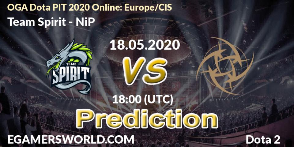 Team Spirit vs NiP: Match Prediction. 18.05.2020 at 17:10, Dota 2, OGA Dota PIT 2020 Online: Europe/CIS