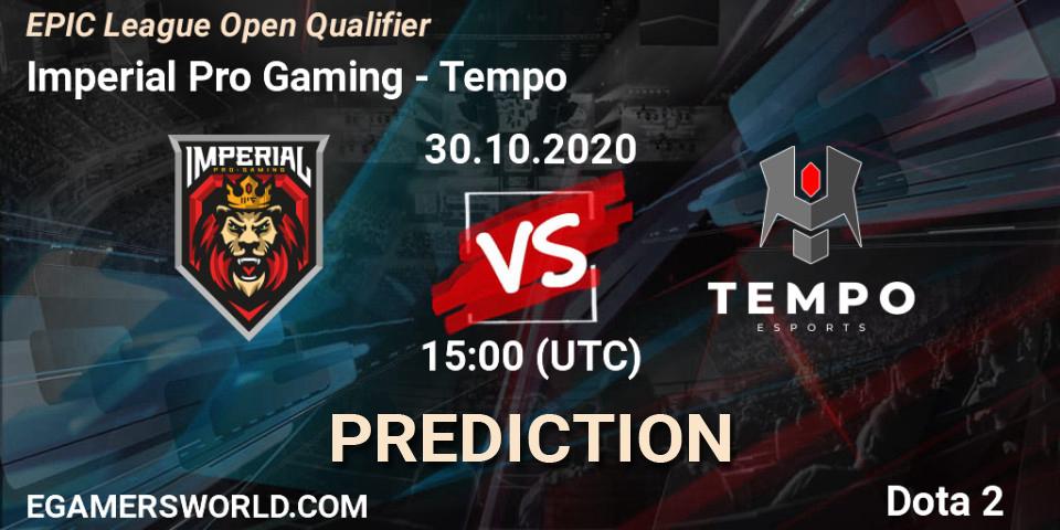 Imperial Pro Gaming vs Tempo: Match Prediction. 30.10.2020 at 15:07, Dota 2, EPIC League Open Qualifier