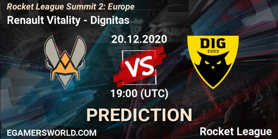 Renault Vitality vs Dignitas: Match Prediction. 20.12.20, Rocket League, Rocket League Summit 2: Europe