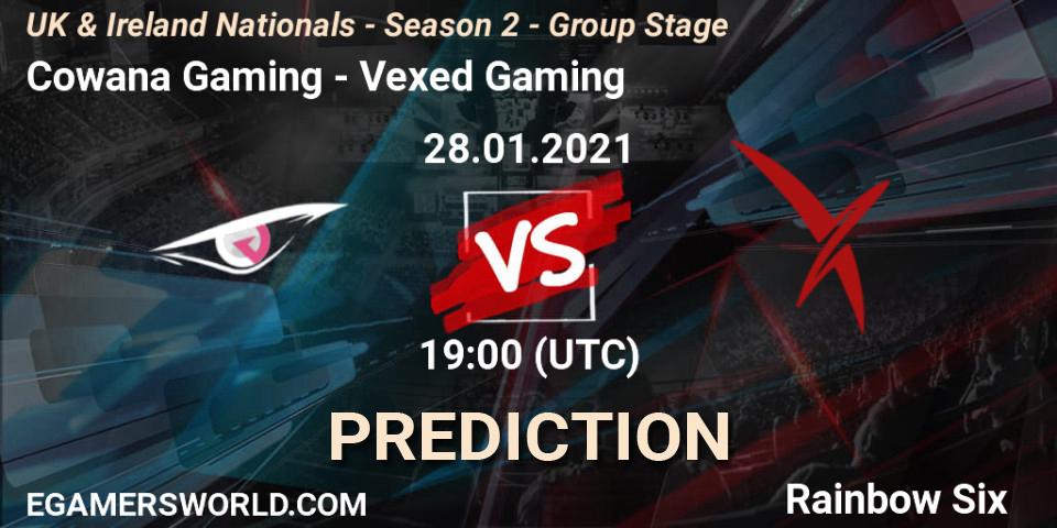 Cowana Gaming vs Vexed Gaming: Match Prediction. 28.01.2021 at 19:00, Rainbow Six, UK & Ireland Nationals - Season 2 - Group Stage