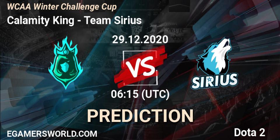 Calamity King vs Team Sirius: Match Prediction. 29.12.20, Dota 2, WCAA Winter Challenge Cup