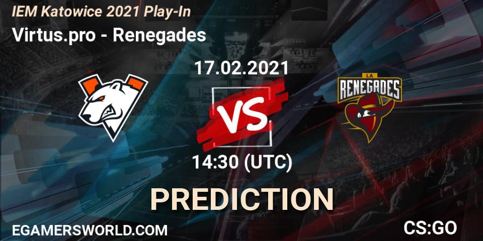 Virtus.pro vs Renegades: Match Prediction. 17.02.2021 at 14:45, Counter-Strike (CS2), IEM Katowice 2021 Play-In