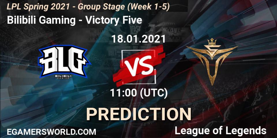 Bilibili Gaming vs Victory Five: Match Prediction. 18.01.2021 at 11:18, LoL, LPL Spring 2021 - Group Stage (Week 1-5)