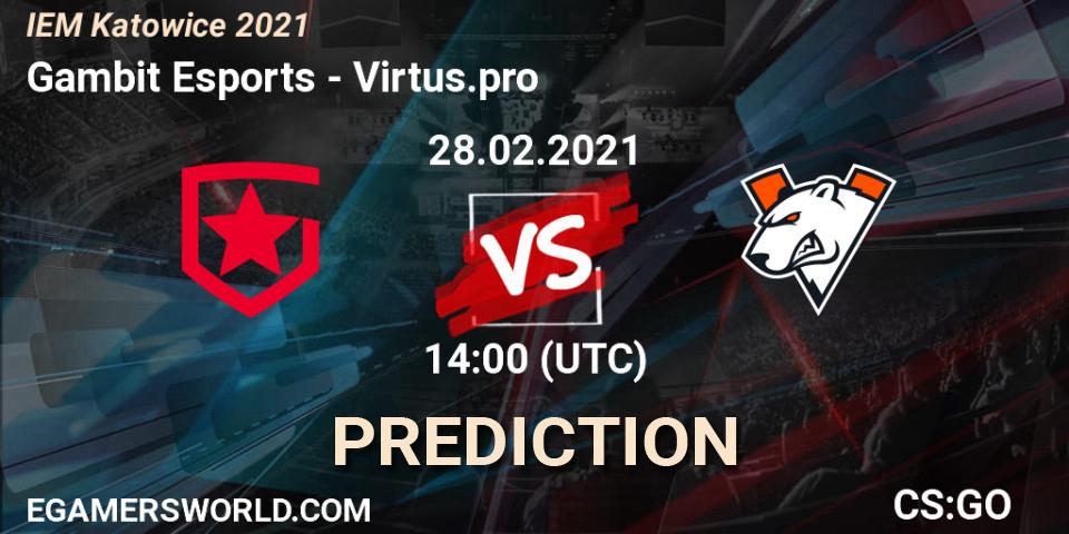 Gambit Esports vs Virtus.pro: Match Prediction. 28.02.21, CS2 (CS:GO), IEM Katowice 2021