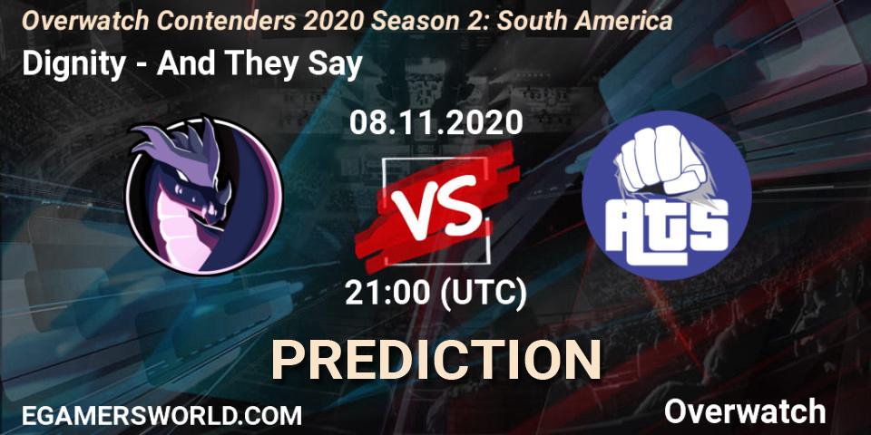 Dignity vs And They Say: Match Prediction. 08.11.2020 at 21:00, Overwatch, Overwatch Contenders 2020 Season 2: South America