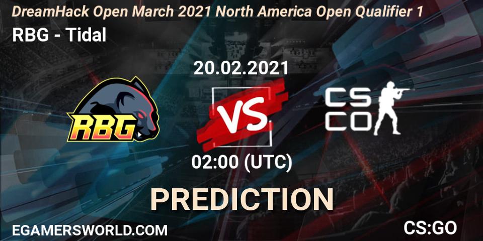RBG vs Tidal: Match Prediction. 20.02.2021 at 02:10, Counter-Strike (CS2), DreamHack Open March 2021 North America Open Qualifier 1