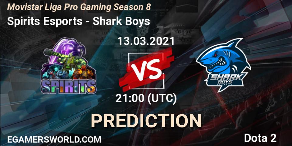 Spirits Esports vs Shark Boys: Match Prediction. 13.03.2021 at 21:02, Dota 2, Movistar Liga Pro Gaming Season 8