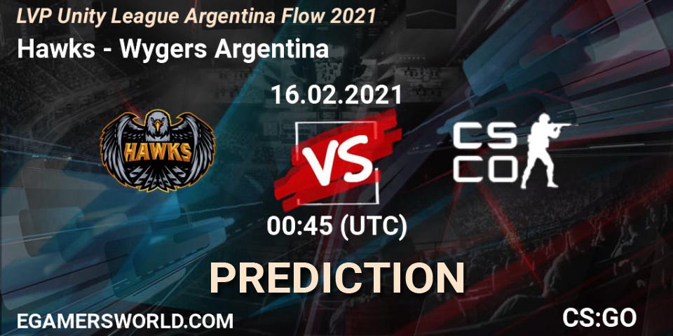 Hawks vs Wygers Argentina: Match Prediction. 16.02.2021 at 00:45, Counter-Strike (CS2), LVP Unity League Argentina Apertura 2021