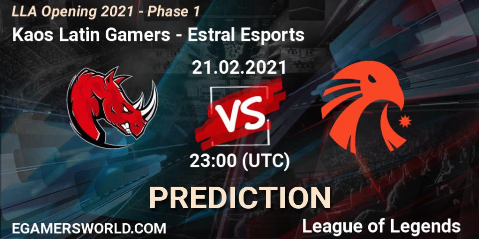 Kaos Latin Gamers vs Estral Esports: Match Prediction. 21.02.2021 at 23:00, LoL, LLA Opening 2021 - Phase 1