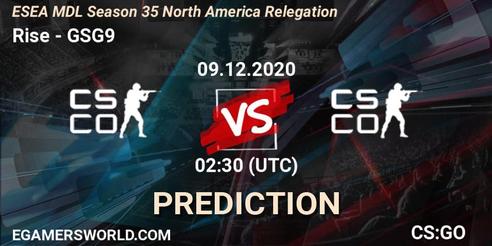 Rise vs GSG9: Match Prediction. 09.12.2020 at 02:30, Counter-Strike (CS2), ESEA MDL Season 35 North America Relegation