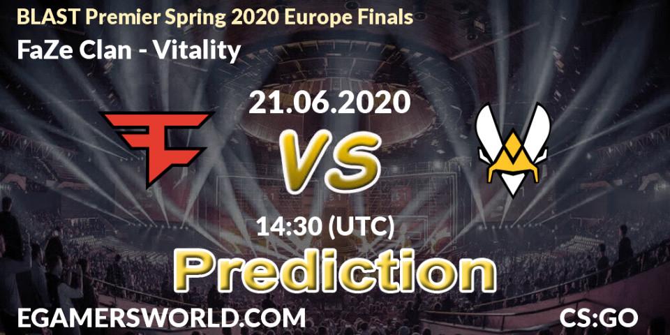 FaZe Clan vs Vitality: Match Prediction. 21.06.2020 at 14:30, Counter-Strike (CS2), BLAST Premier Spring 2020 Europe Finals