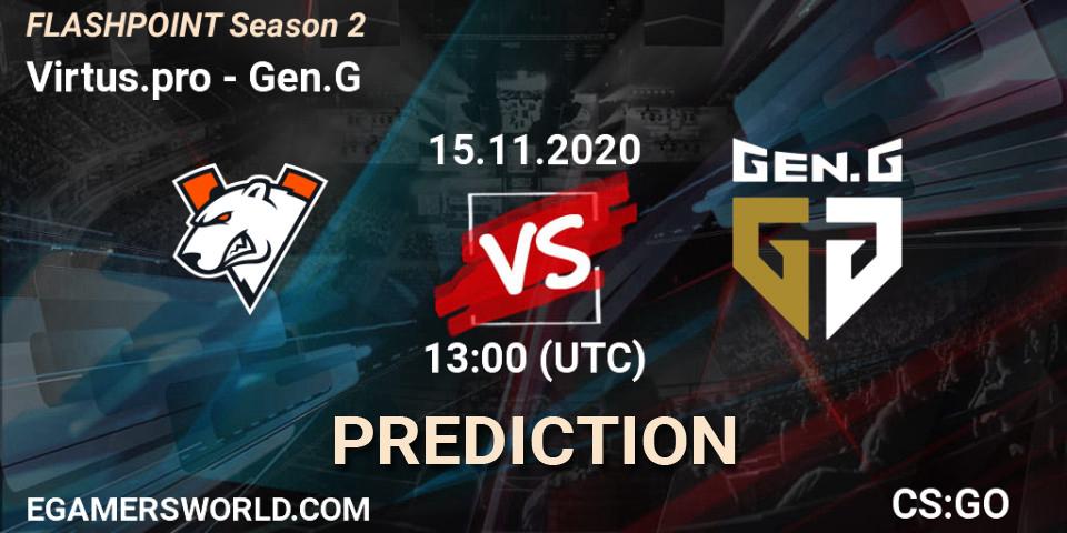 Virtus.pro vs Gen.G: Match Prediction. 15.11.20, CS2 (CS:GO), Flashpoint Season 2