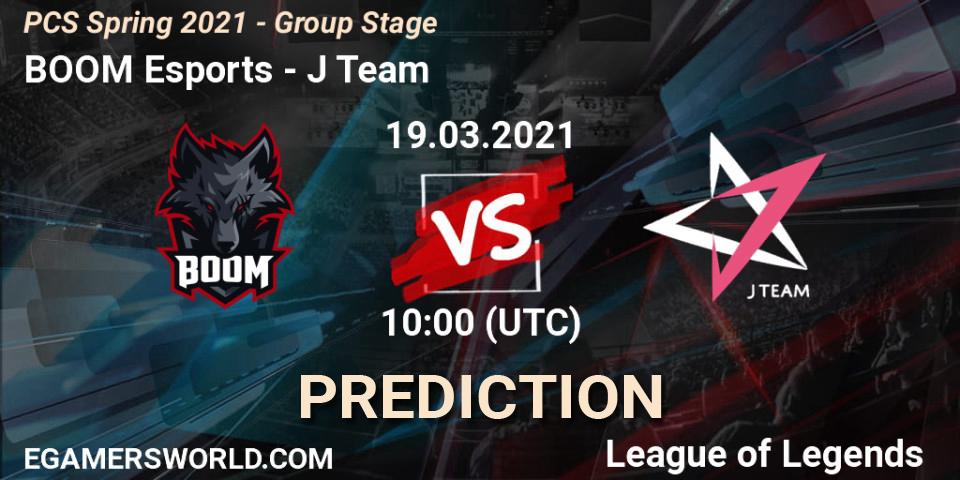 BOOM Esports vs J Team: Match Prediction. 19.03.2021 at 10:00, LoL, PCS Spring 2021 - Group Stage
