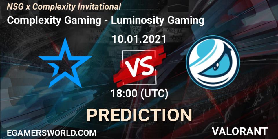 Complexity Gaming vs Luminosity Gaming: Match Prediction. 10.01.2021 at 18:00, VALORANT, NSG x Complexity Invitational