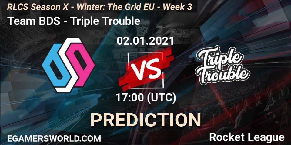 Team BDS vs Triple Trouble: Match Prediction. 02.01.2021 at 17:00, Rocket League, RLCS Season X - Winter: The Grid EU - Week 3