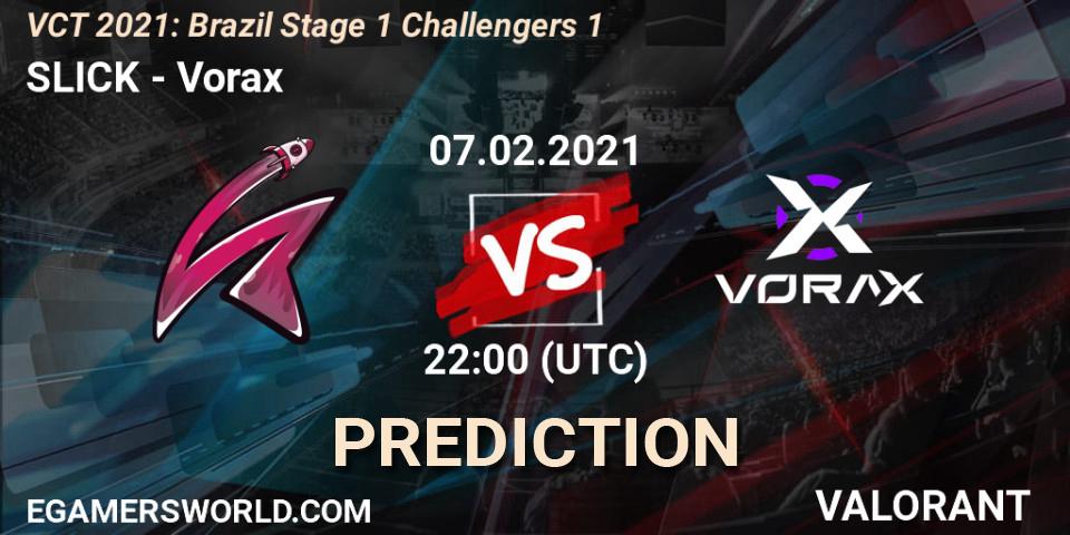 SLICK vs Vorax: Match Prediction. 07.02.2021 at 22:00, VALORANT, VCT 2021: Brazil Stage 1 Challengers 1
