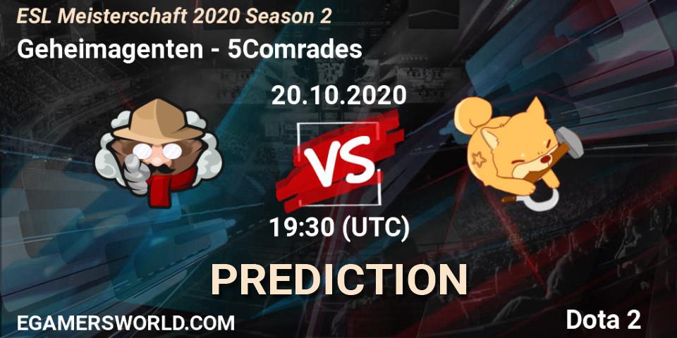 Geheimagenten vs 5Comrades: Match Prediction. 22.10.2020 at 17:15, Dota 2, ESL Meisterschaft 2020 Season 2