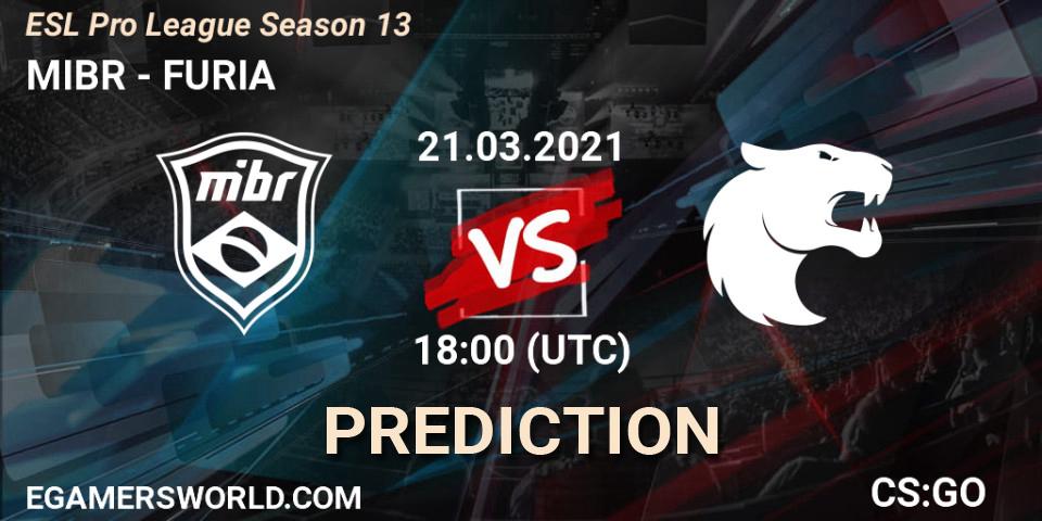 MIBR vs FURIA: Match Prediction. 21.03.2021 at 18:55, Counter-Strike (CS2), ESL Pro League Season 13