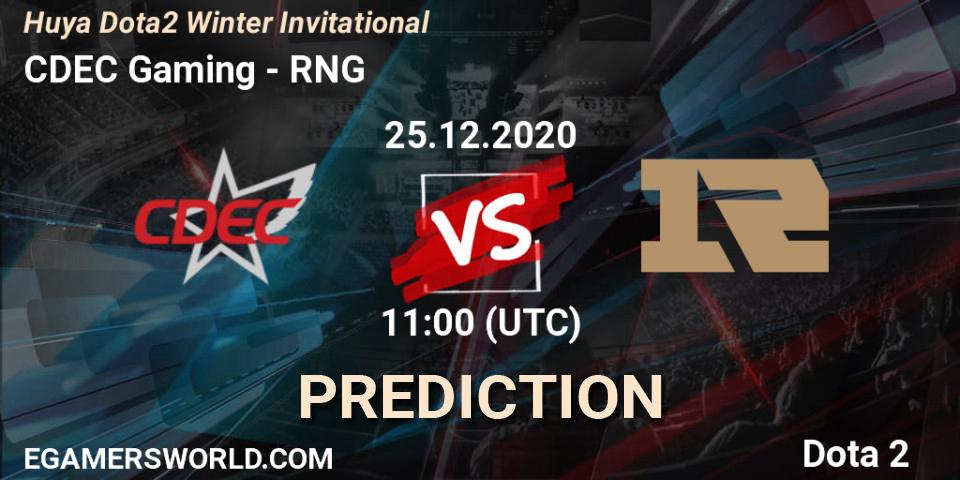 CDEC Gaming vs RNG: Match Prediction. 25.12.2020 at 10:55, Dota 2, Huya Dota2 Winter Invitational