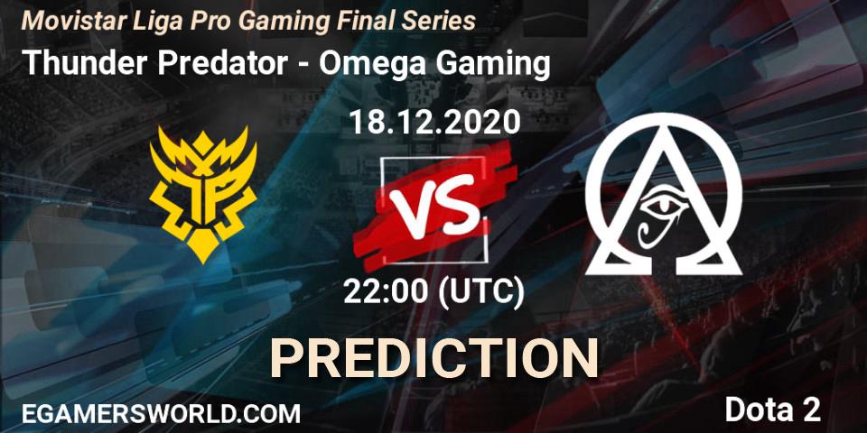 Thunder Predator vs Omega Gaming: Match Prediction. 18.12.2020 at 21:12, Dota 2, Movistar Liga Pro Gaming Final Series