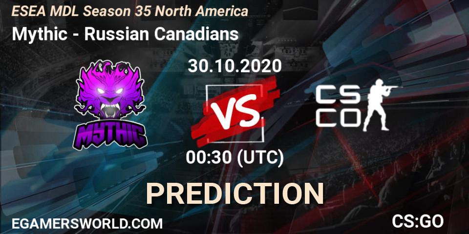 Mythic vs Russian Canadians: Match Prediction. 30.10.2020 at 00:30, Counter-Strike (CS2), ESEA MDL Season 35 North America