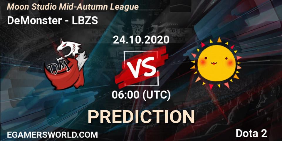 DeMonster vs LBZS: Match Prediction. 24.10.2020 at 06:14, Dota 2, Moon Studio Mid-Autumn League