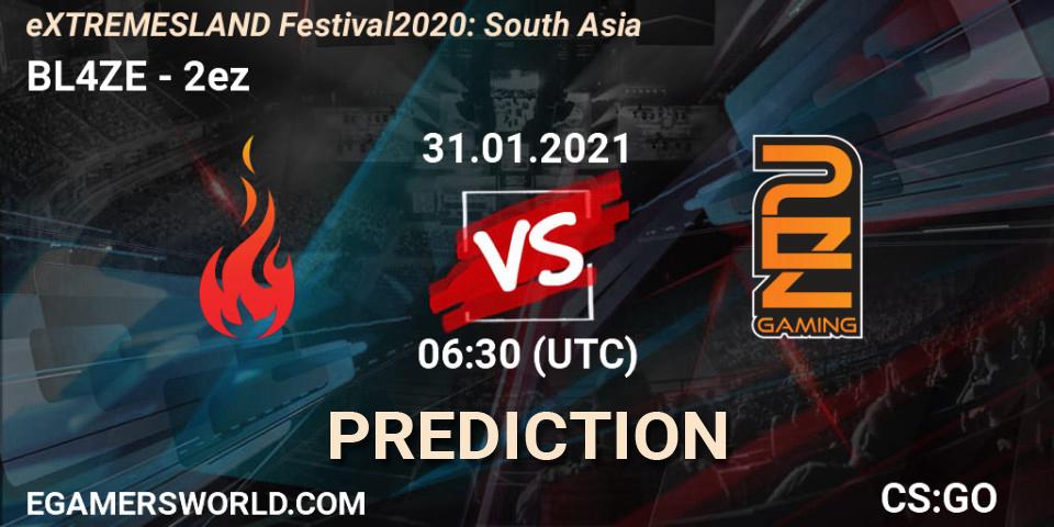 BL4ZE vs 2ez: Match Prediction. 31.01.2021 at 06:30, Counter-Strike (CS2), eXTREMESLAND Festival 2020: South Asia