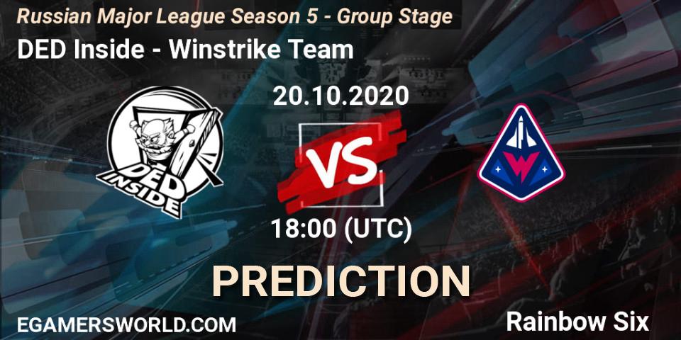 DED Inside vs Winstrike Team: Match Prediction. 20.10.20, Rainbow Six, Russian Major League Season 5 - Group Stage