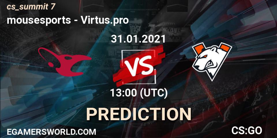 mousesports vs Virtus.pro: Match Prediction. 31.01.21, CS2 (CS:GO), cs_summit 7