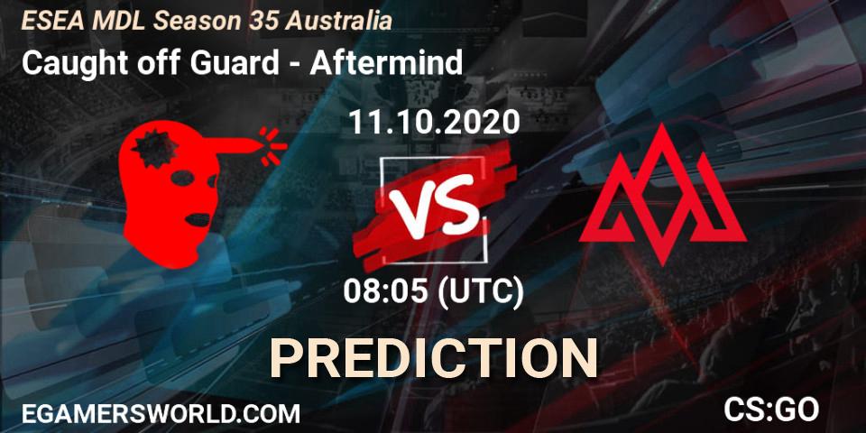 Caught off Guard vs Aftermind: Match Prediction. 11.10.2020 at 08:05, Counter-Strike (CS2), ESEA MDL Season 35 Australia