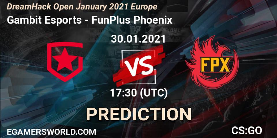Gambit Esports vs FunPlus Phoenix: Match Prediction. 30.01.2021 at 18:40, Counter-Strike (CS2), DreamHack Open January 2021 Europe