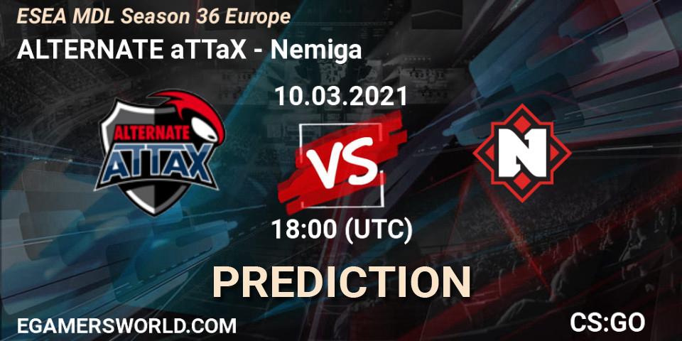 ALTERNATE aTTaX vs Nemiga: Match Prediction. 10.03.2021 at 18:00, Counter-Strike (CS2), MDL ESEA Season 36: Europe - Premier division
