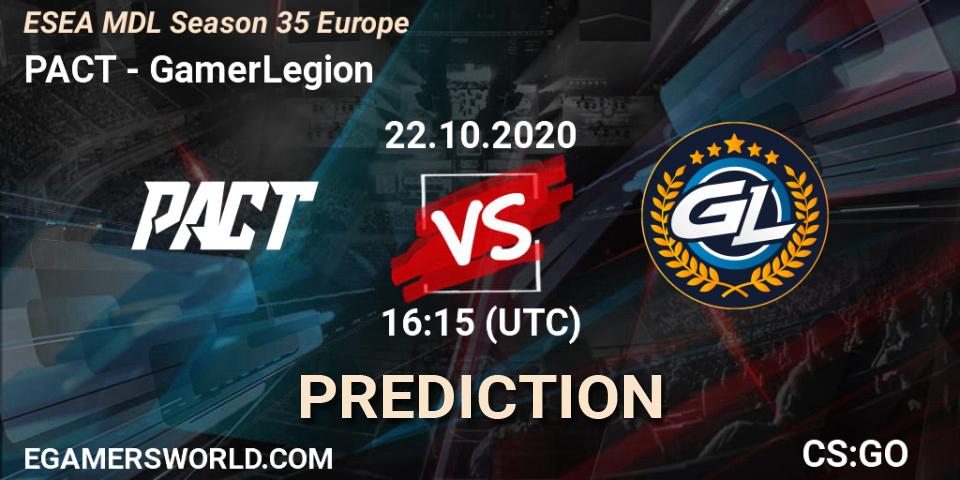 PACT vs GamerLegion: Match Prediction. 22.10.2020 at 16:25, Counter-Strike (CS2), ESEA MDL Season 35 Europe