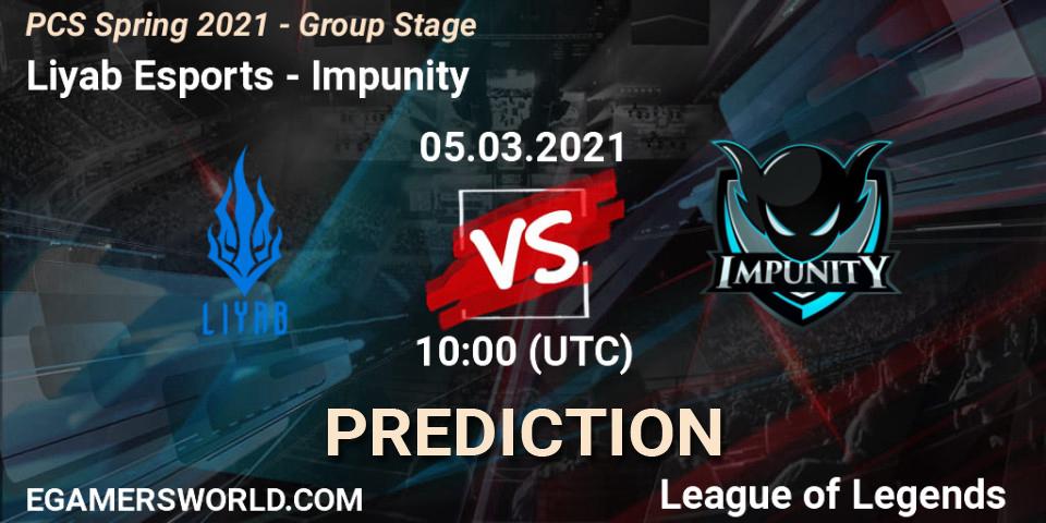 Liyab Esports vs Impunity: Match Prediction. 05.03.2021 at 12:00, LoL, PCS Spring 2021 - Group Stage