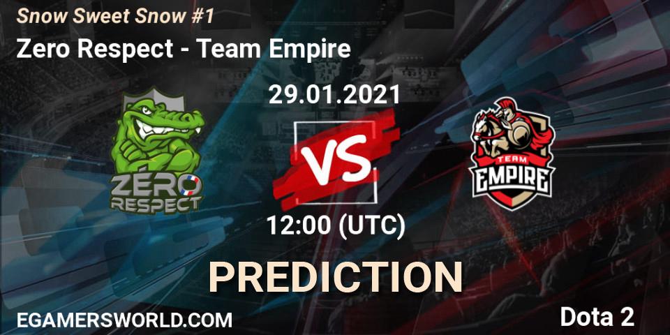 Zero Respect vs Team Empire: Match Prediction. 29.01.2021 at 12:00, Dota 2, Snow Sweet Snow #1