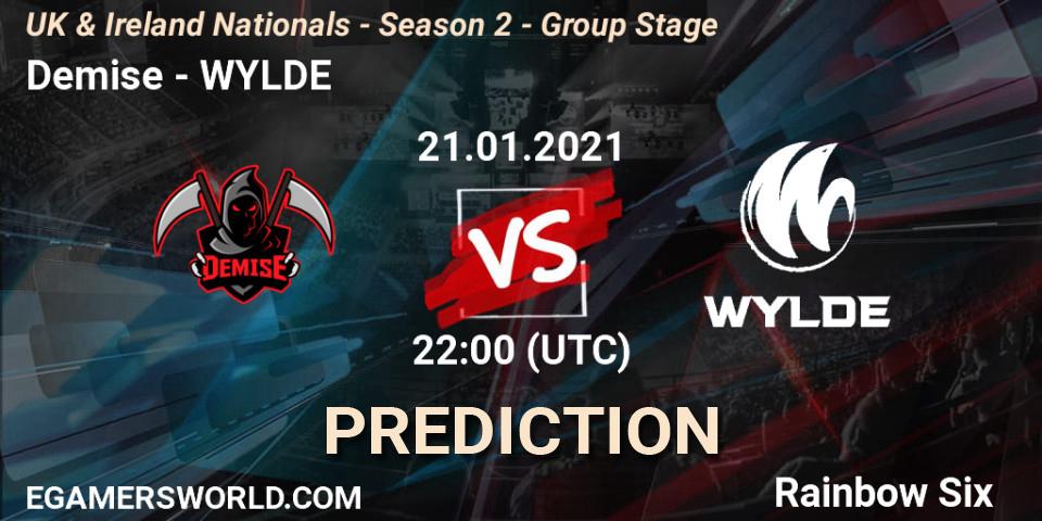 Demise vs WYLDE: Match Prediction. 21.01.2021 at 22:00, Rainbow Six, UK & Ireland Nationals - Season 2 - Group Stage