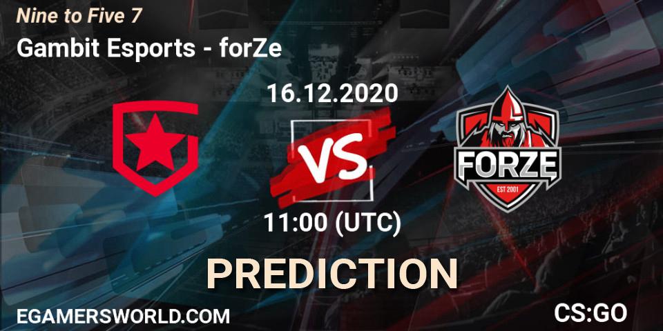 Gambit Esports vs forZe: Match Prediction. 16.12.2020 at 11:00, Counter-Strike (CS2), Nine to Five 7