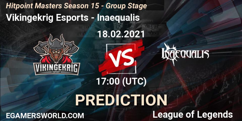 Vikingekrig Esports vs Inaequalis: Match Prediction. 18.02.2021 at 17:00, LoL, Hitpoint Masters Season 15 - Group Stage