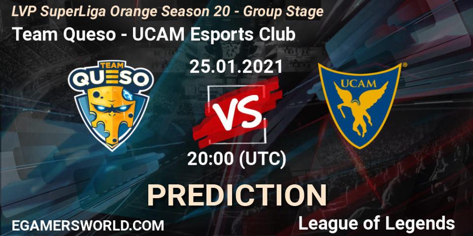 Team Queso vs UCAM Esports Club: Match Prediction. 25.01.2021 at 20:00, LoL, LVP SuperLiga Orange Season 20 - Group Stage