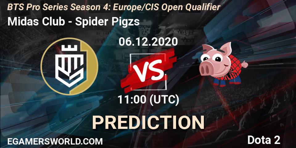 Midas Club vs Spider Pigzs: Match Prediction. 06.12.2020 at 11:09, Dota 2, BTS Pro Series Season 4: Europe/CIS Open Qualifier