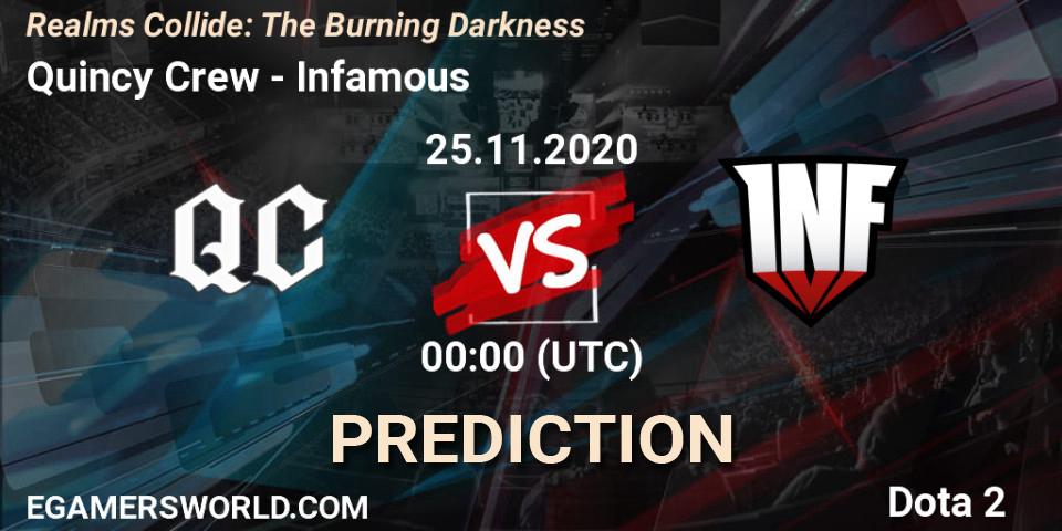 Quincy Crew vs Infamous: Match Prediction. 24.11.2020 at 23:58, Dota 2, Realms Collide: The Burning Darkness