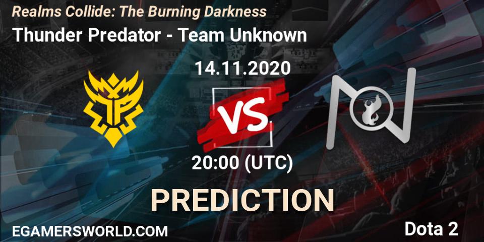 Thunder Predator vs Team Unknown: Match Prediction. 14.11.20, Dota 2, Realms Collide: The Burning Darkness