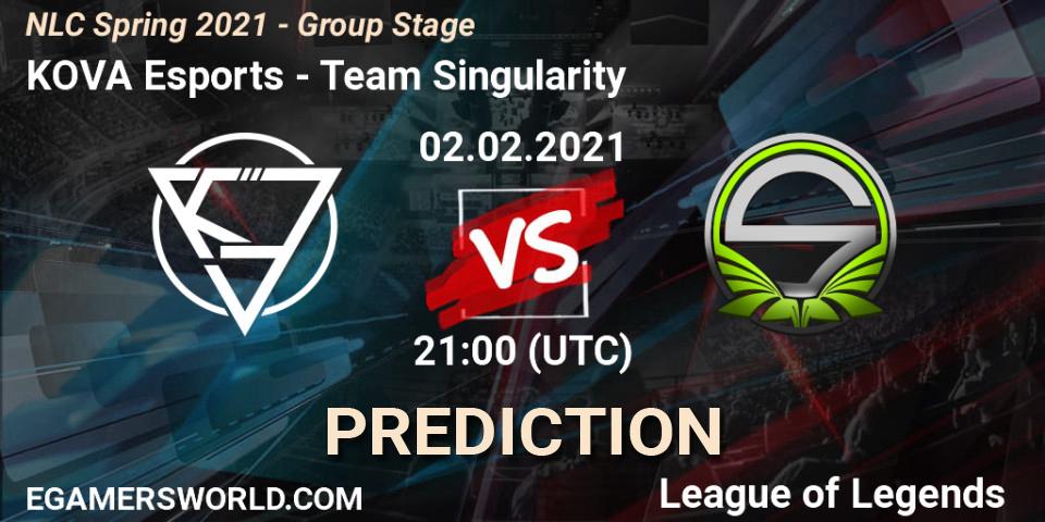 KOVA Esports vs Team Singularity: Match Prediction. 02.02.2021 at 20:45, LoL, NLC Spring 2021 - Group Stage