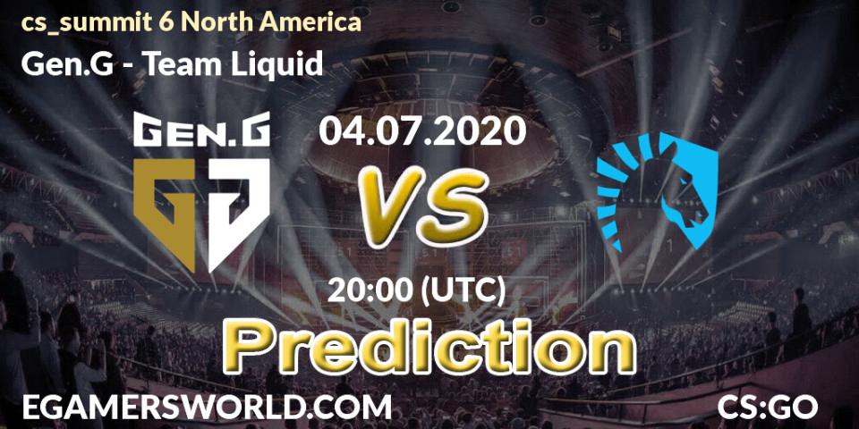 Gen.G vs Team Liquid: Match Prediction. 04.07.2020 at 20:00, Counter-Strike (CS2), cs_summit 6 North America