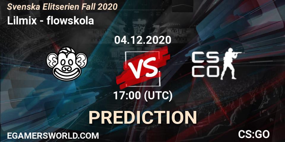 Lilmix vs flowskola: Match Prediction. 04.12.2020 at 17:00, Counter-Strike (CS2), Svenska Elitserien Fall 2020