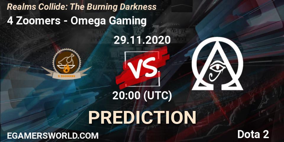 4 Zoomers vs Omega Gaming: Match Prediction. 29.11.2020 at 20:02, Dota 2, Realms Collide: The Burning Darkness