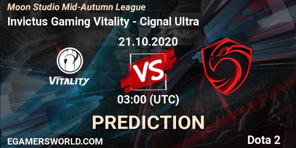 Invictus Gaming Vitality vs Cignal Ultra: Match Prediction. 21.10.2020 at 10:12, Dota 2, Moon Studio Mid-Autumn League