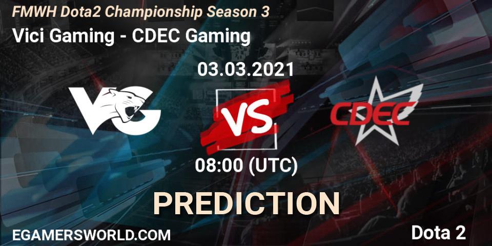 Vici Gaming vs CDEC Gaming: Match Prediction. 05.03.2021 at 07:59, Dota 2, FMWH Dota2 Championship Season 3