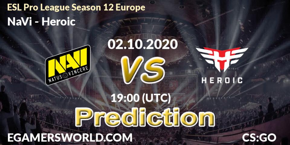 NaVi vs Heroic: Match Prediction. 02.10.2020 at 19:15, Counter-Strike (CS2), ESL Pro League Season 12 Europe