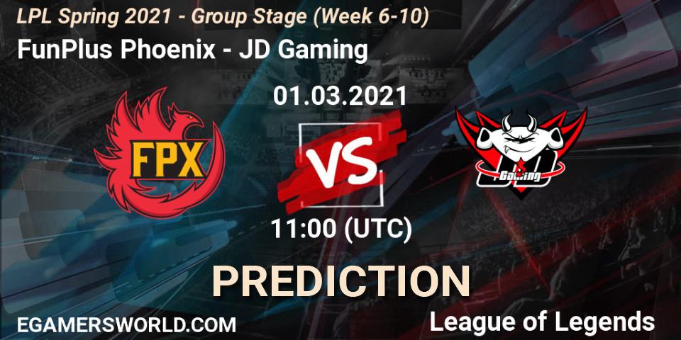 FunPlus Phoenix vs JD Gaming: Match Prediction. 01.03.2021 at 11:00, LoL, LPL Spring 2021 - Group Stage (Week 6-10)